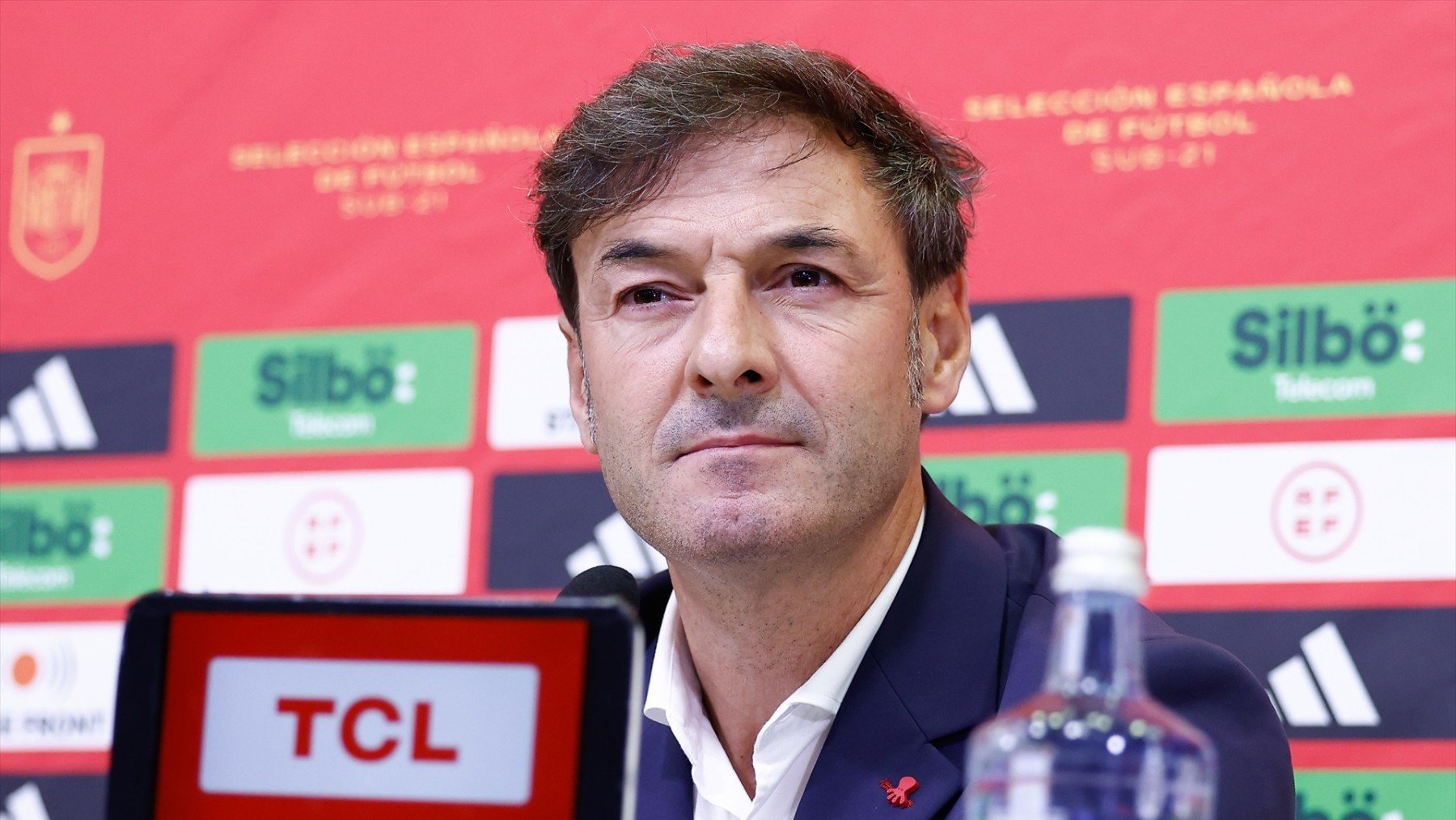 Santi Denia durante una rueda de prensa de la selección española Sub-21. (EP)