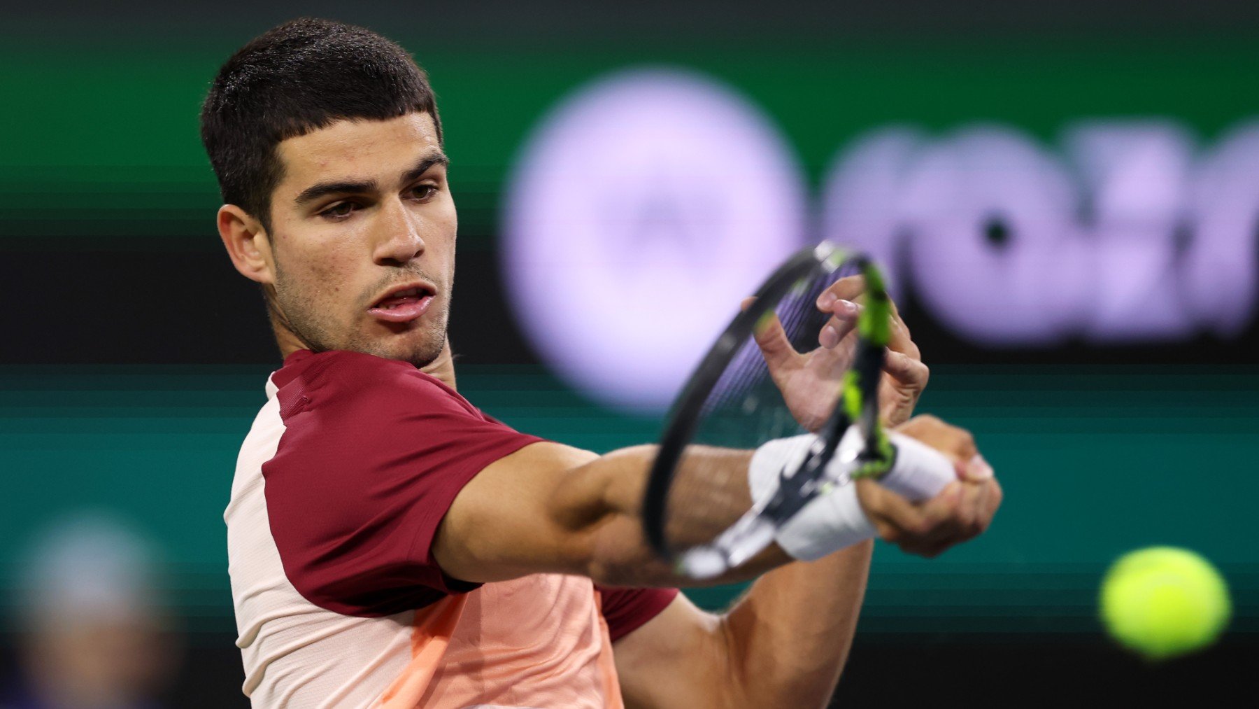 Carlos Alcaraz, durante el partido contra Draper en Indian Wells. (Getty)