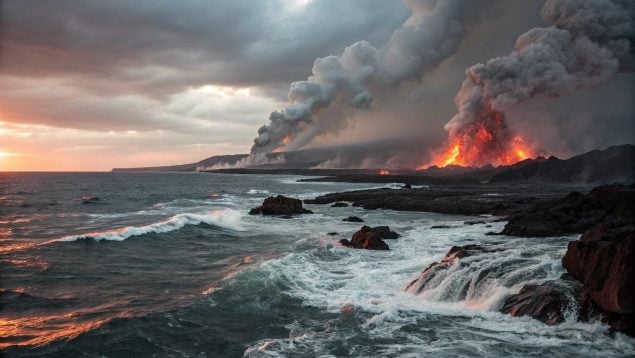 volcanes, océano, nitrógeno