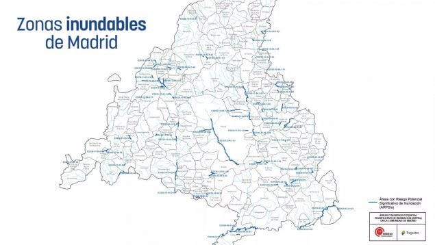 zonas inundables Madrid, mapa, lluvias, inundaciones