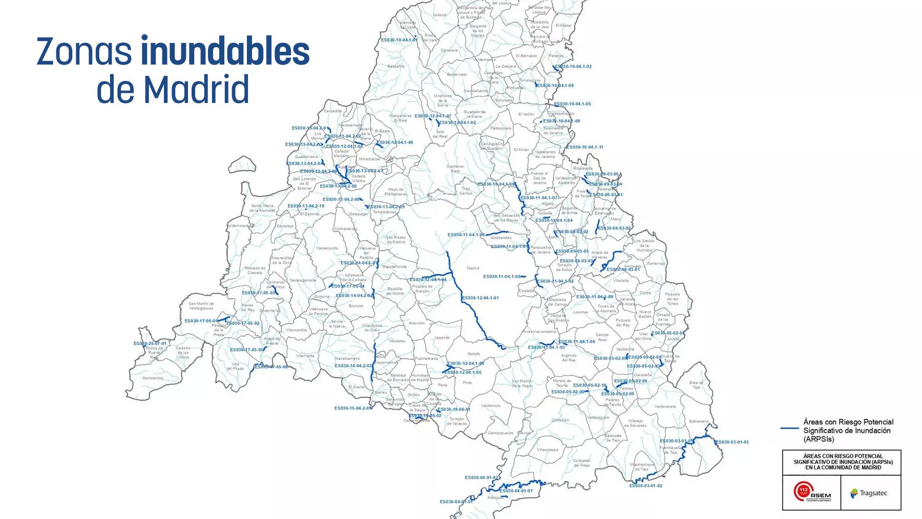 El mapa de las zonas inundables de Madrid ante fuertes lluvias e inundaciones