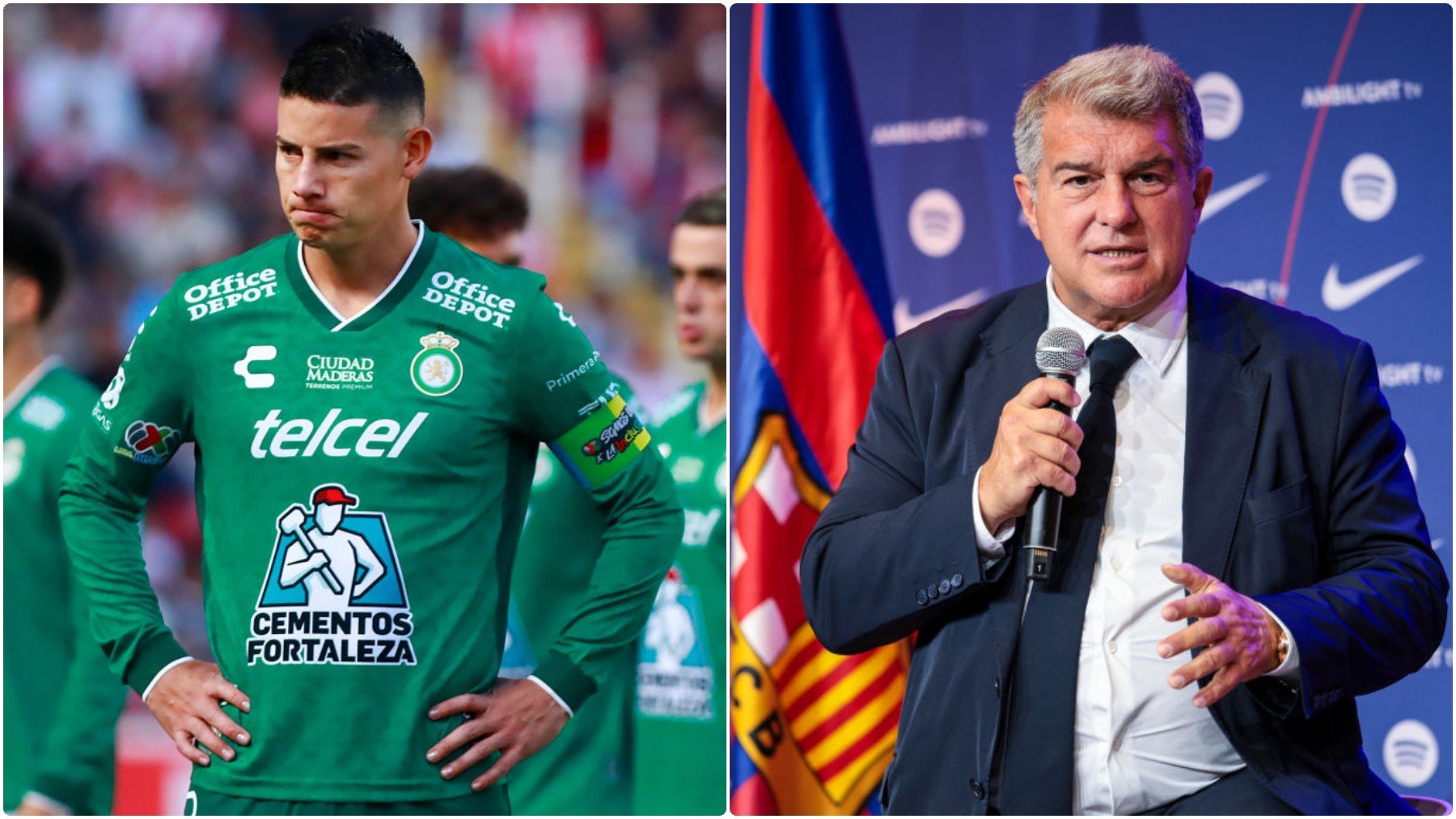 James Rodríguez y Joan Laporta, en imágenes de archivo. (Getty)