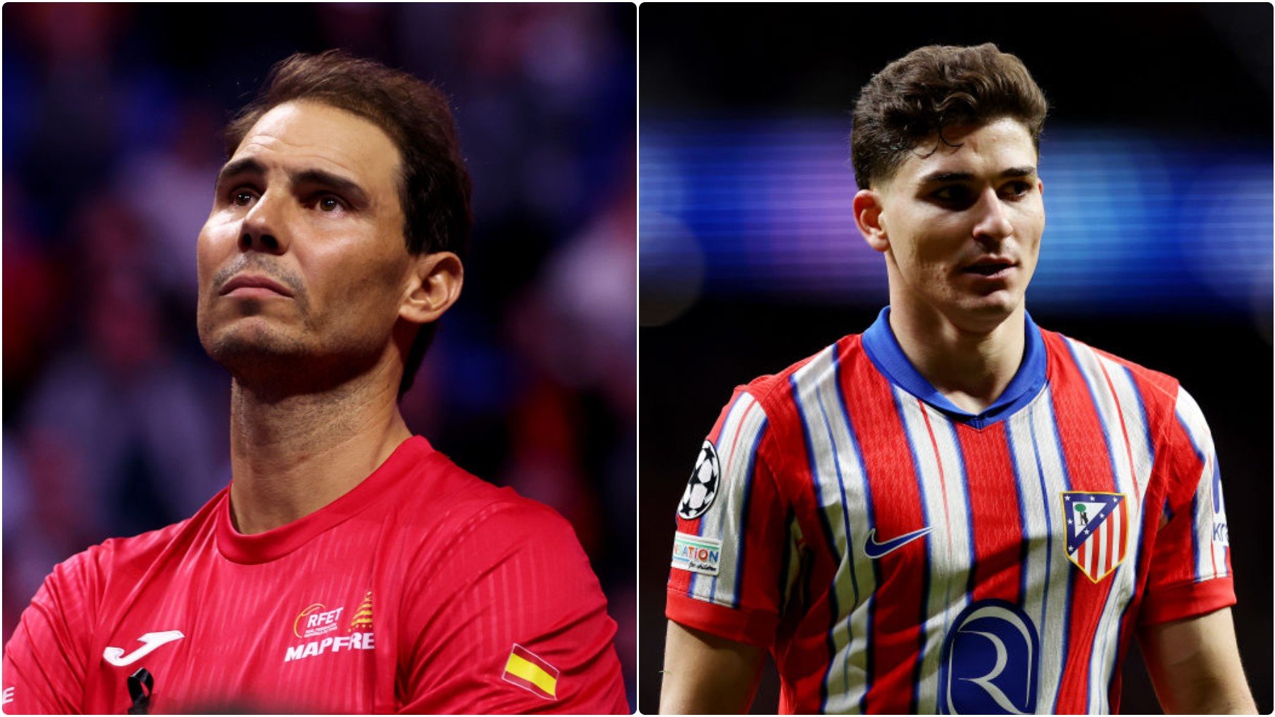 Rafa Nadal y Julián Álvarez, en imágenes de archivo. (Getty)