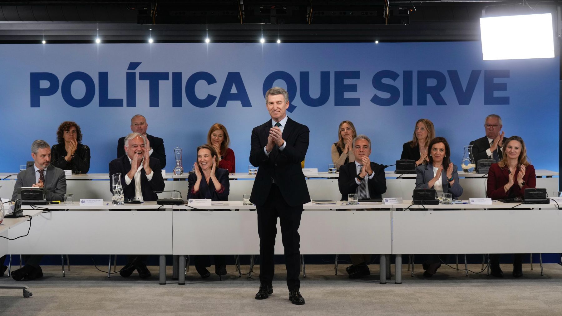 Alberto Núñez Feijóo, líder del PP, ante el Comité Ejecutivo de su partido. (PP)