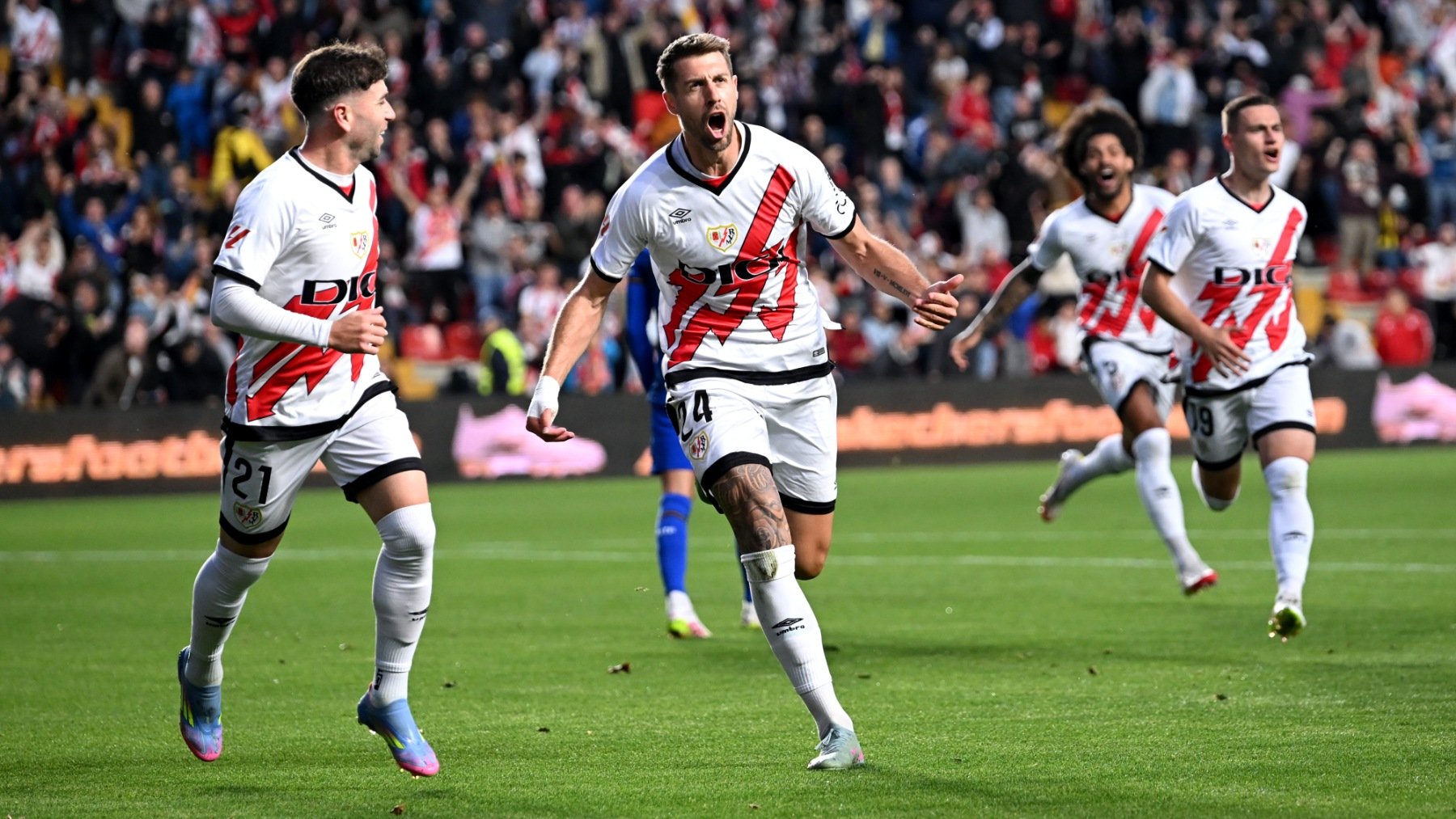 Florian Lejeune celebra su gol en el Rayo-Getafe. (Getty)