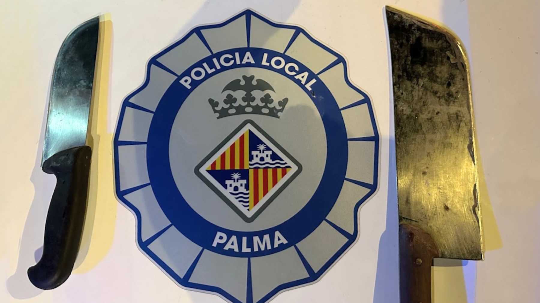 Imagen de los cuchillos intervenidos en Playa de Palma.