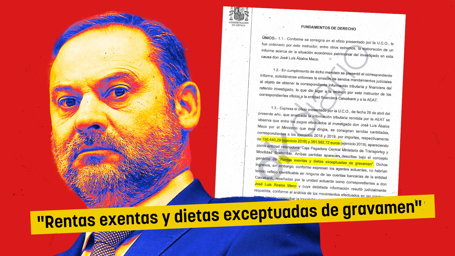 El juez requiere a Transportes información sobre el pago de más de 500.000 € a Ábalos en rentas y dietas