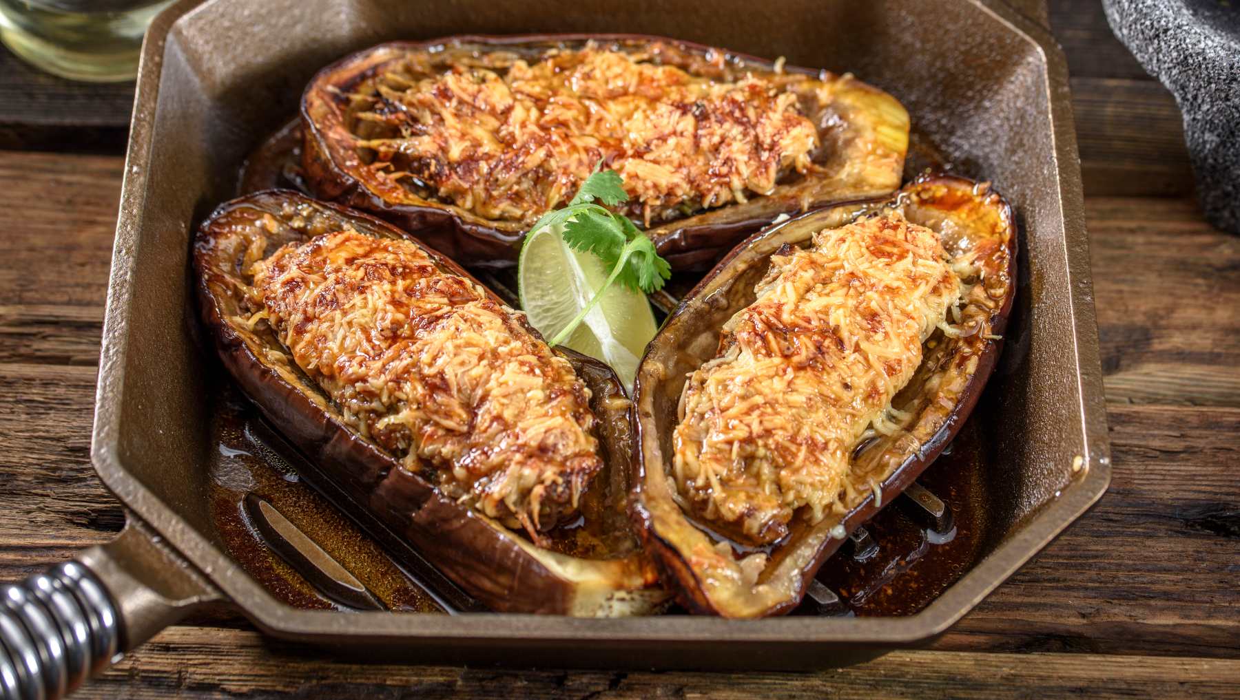 Berenjena rellena en freidora de aire