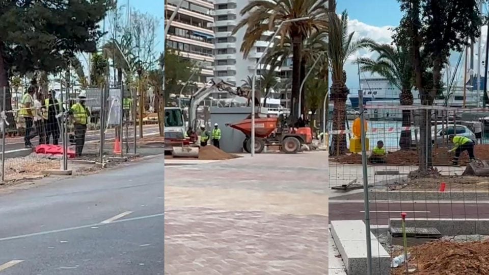 Sigue el caos de las obras en el Paseo Marítimo de Palma: Hay obreros por todos lados