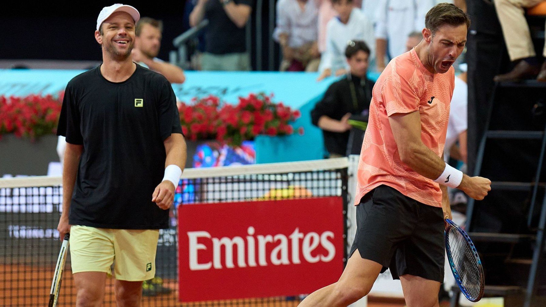 Granollers celebra su victoria junto a Zeballos. (Mutua Madrid Open)