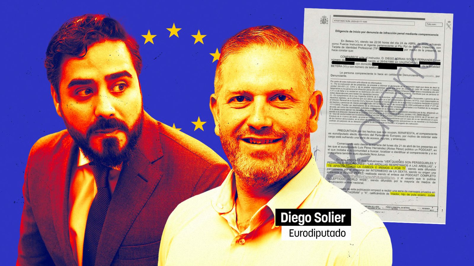 El eurodiputado de Se Acabó la Fiesta Solier denuncia al ‘faker’ Alvise por acoso, injurias y amenazas