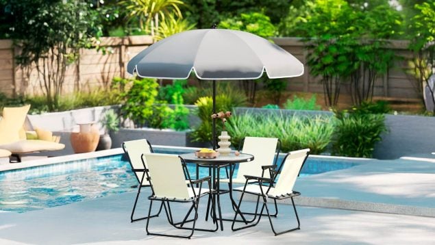 Conjunto de mesa y sillas de jardín Outsunny