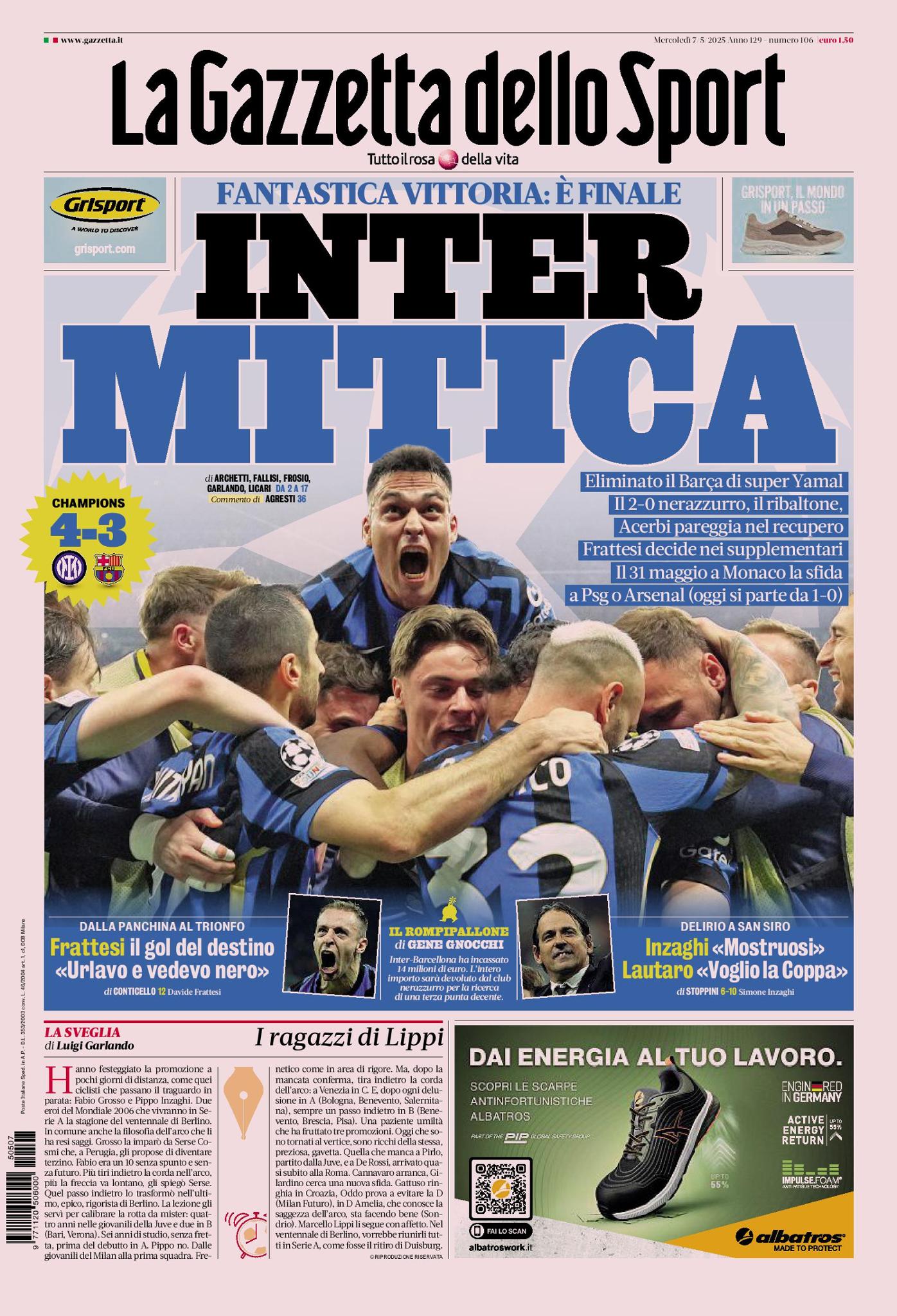La prensa italiana celebra la remontada del Inter: «Noche épica»