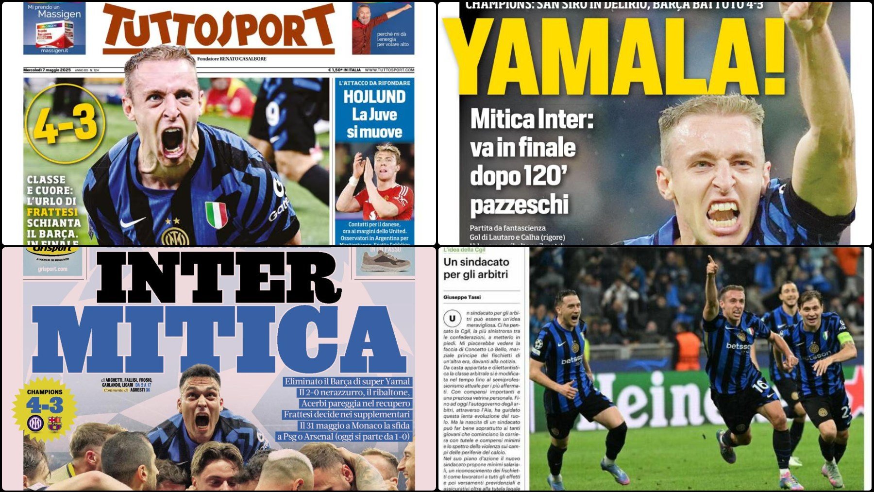 La prensa italiana celebra la remontada del Inter: «Noche épica»
