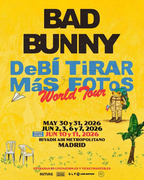 Cartel de la gira de Bad Bunny por España en el año 2026.