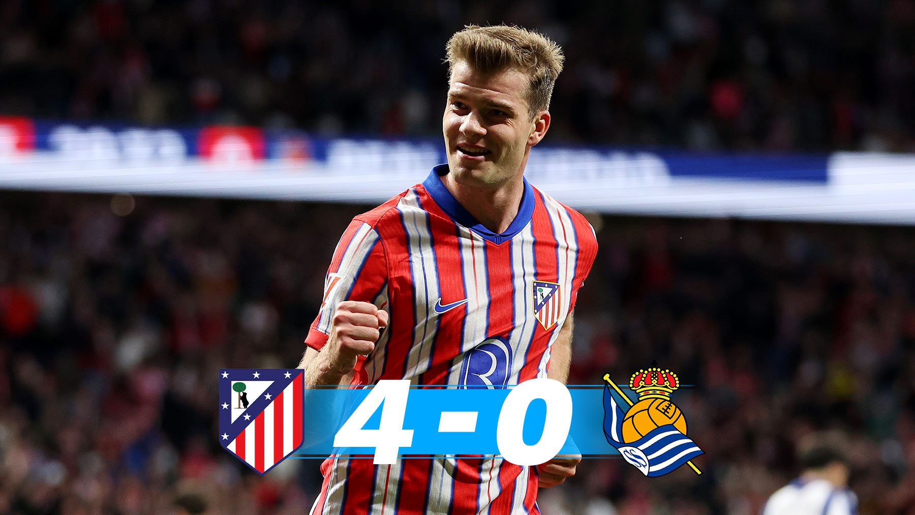 Sorloth celebra uno de sus goles a la Real Sociedad. (Getty)