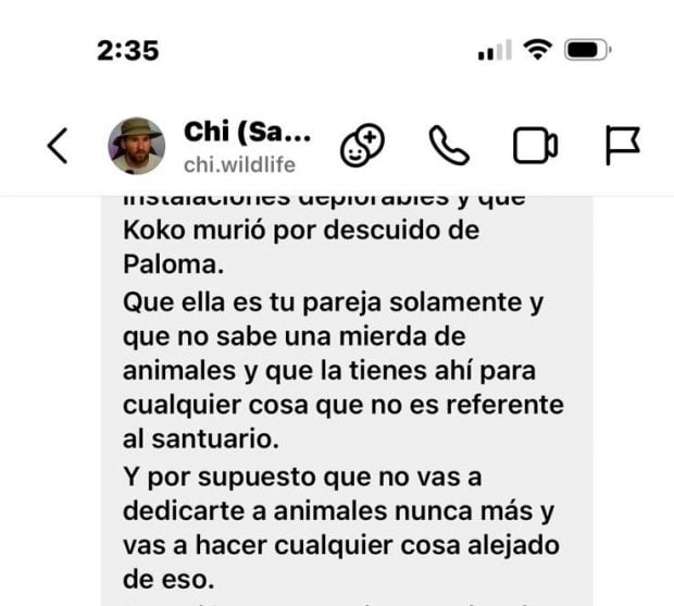 Captura de pantalla de las exigencias de Chi a Frank Cuesta (X).