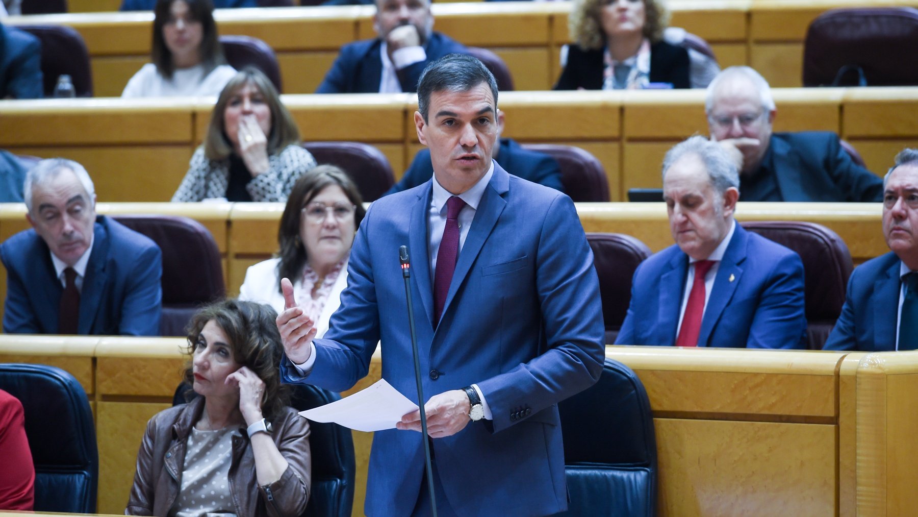 El presidente del Gobierno, Pedro Sánchez, en el Senado. (EP)