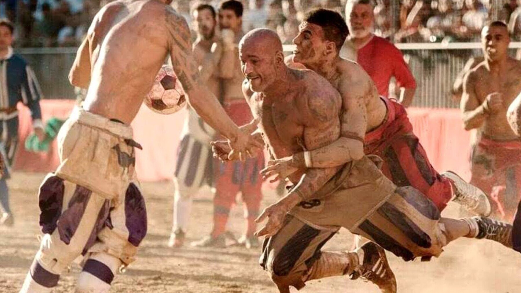 Recreación de romanos practicando deporte.