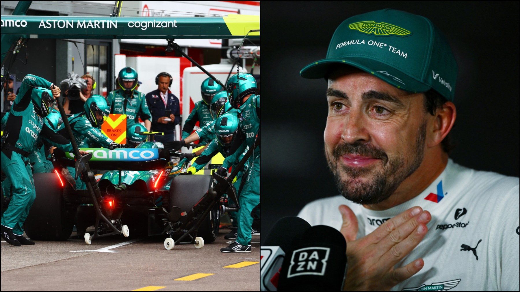 Fernando Alonso y su parada en boxes en Mónaco 2023. (Getty)