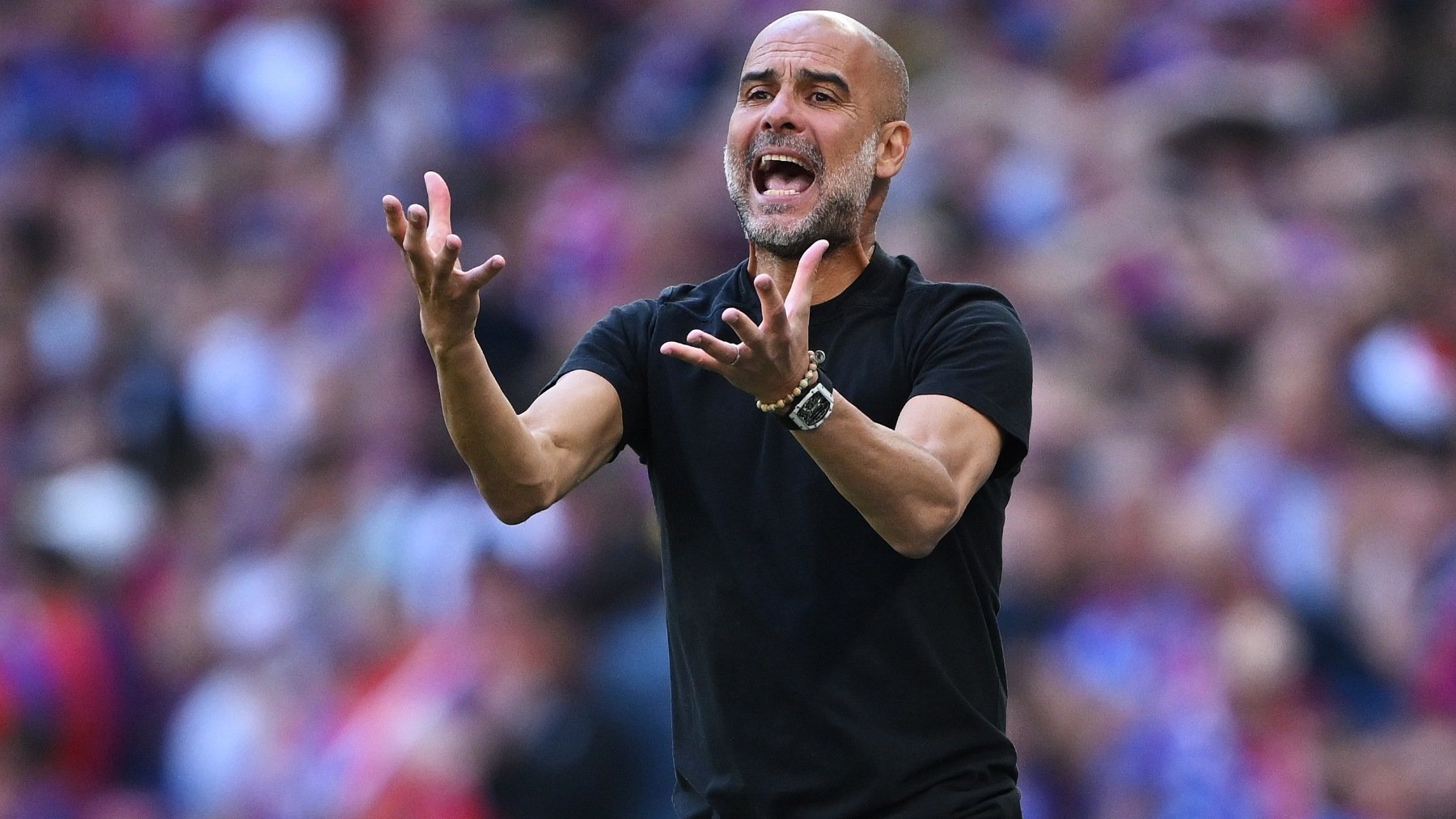 Guardiola en el City-Bournemouth. (Getty)