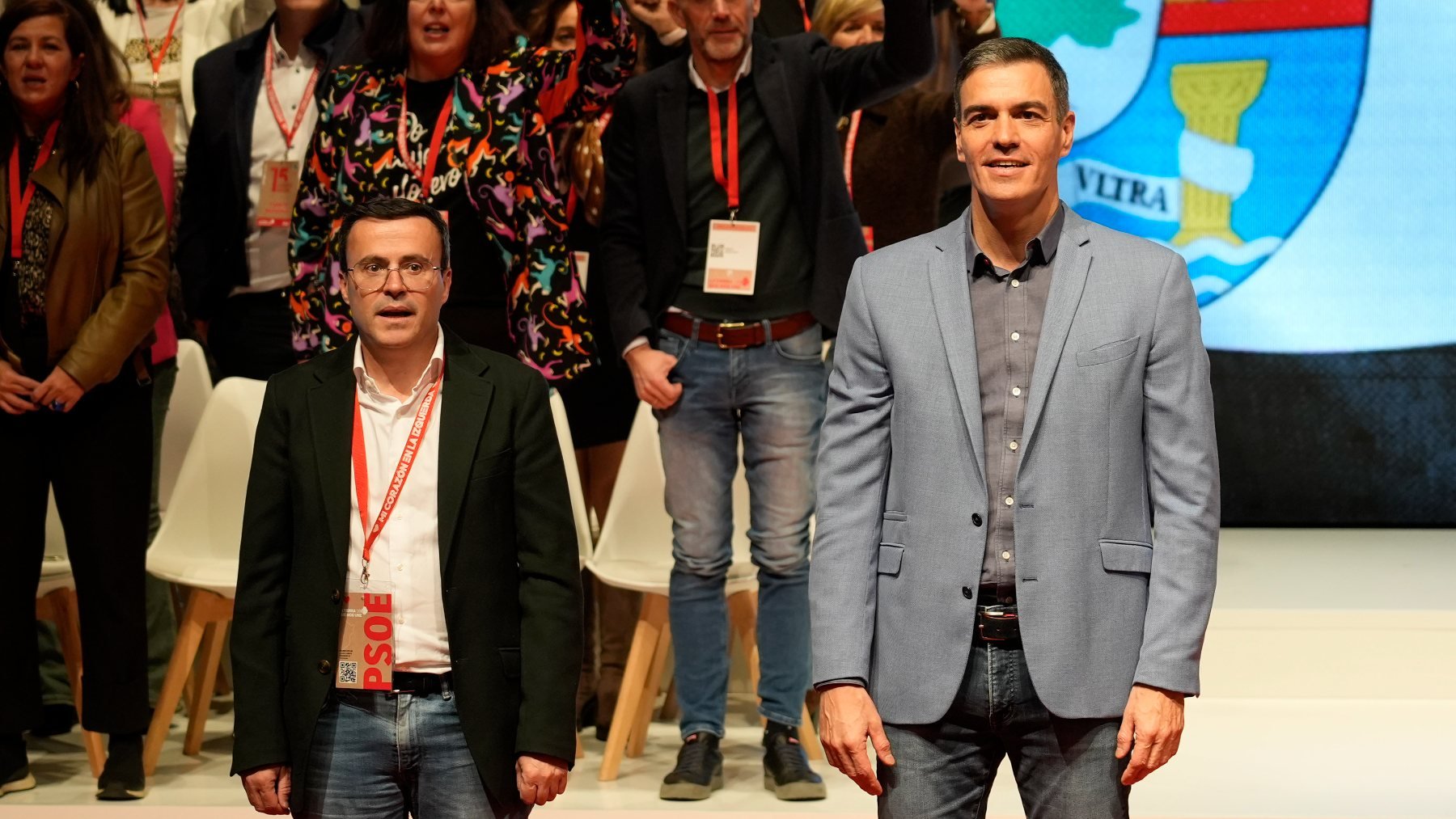 Miguel Ángel Gallardo, junto a Pedro Sánchez en un acto del PSOE. (EP)