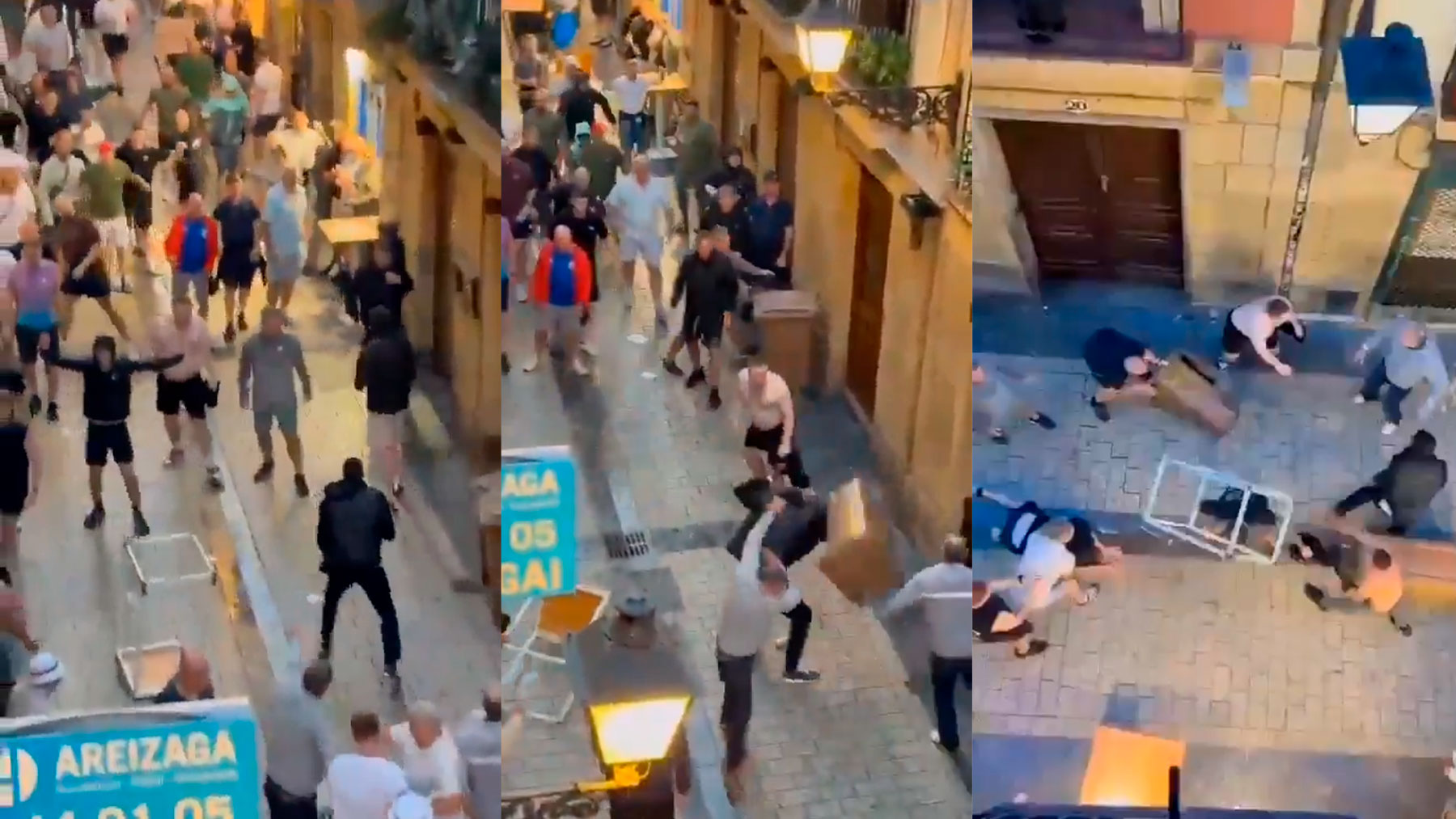 Los ultras de Tottenham y United la lían en San Sebastián en la previa de la final de la Europa League.