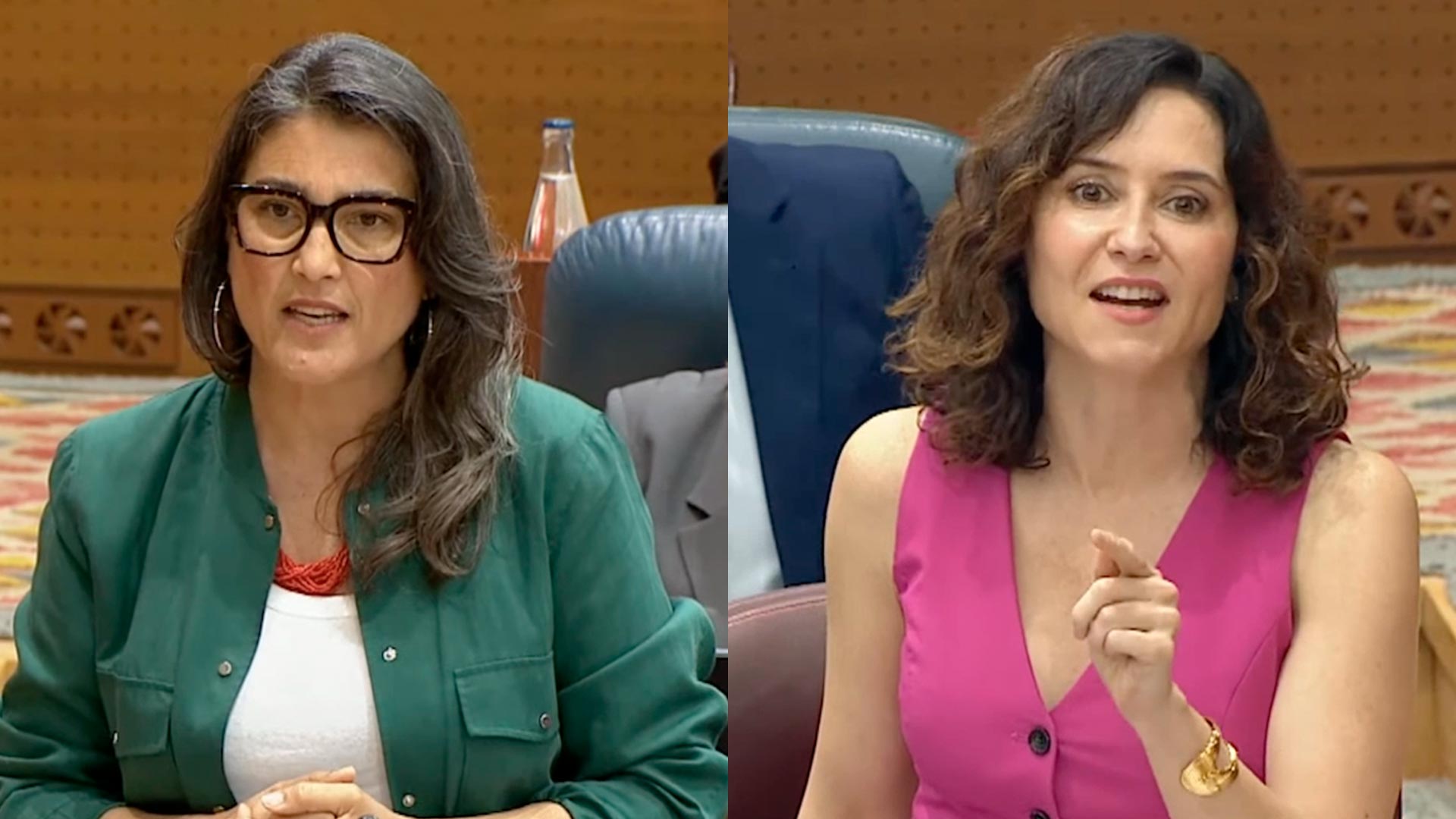 Isabel Díaz Ayuso y Manuela Bergerot en la Asamblea.