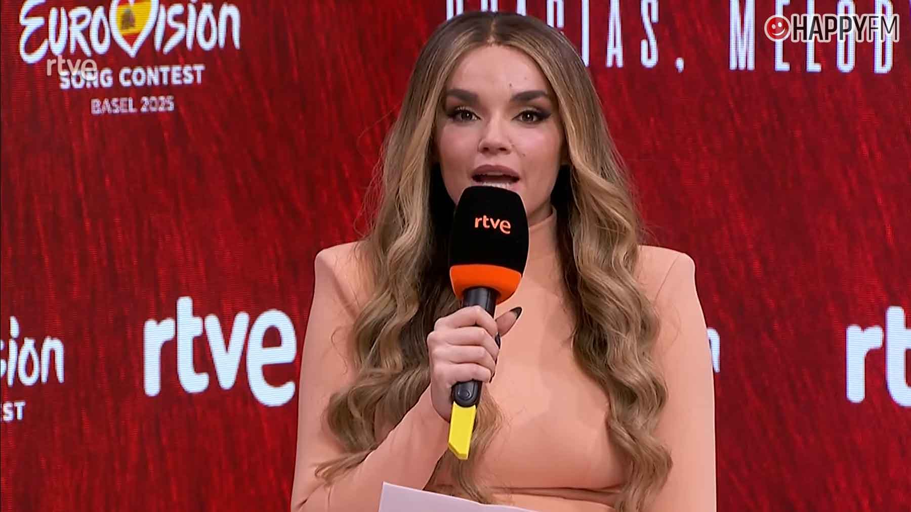 Melody en la rueda de prensa tras su paso por ‘Eurovisión 2025’ (RTVE).