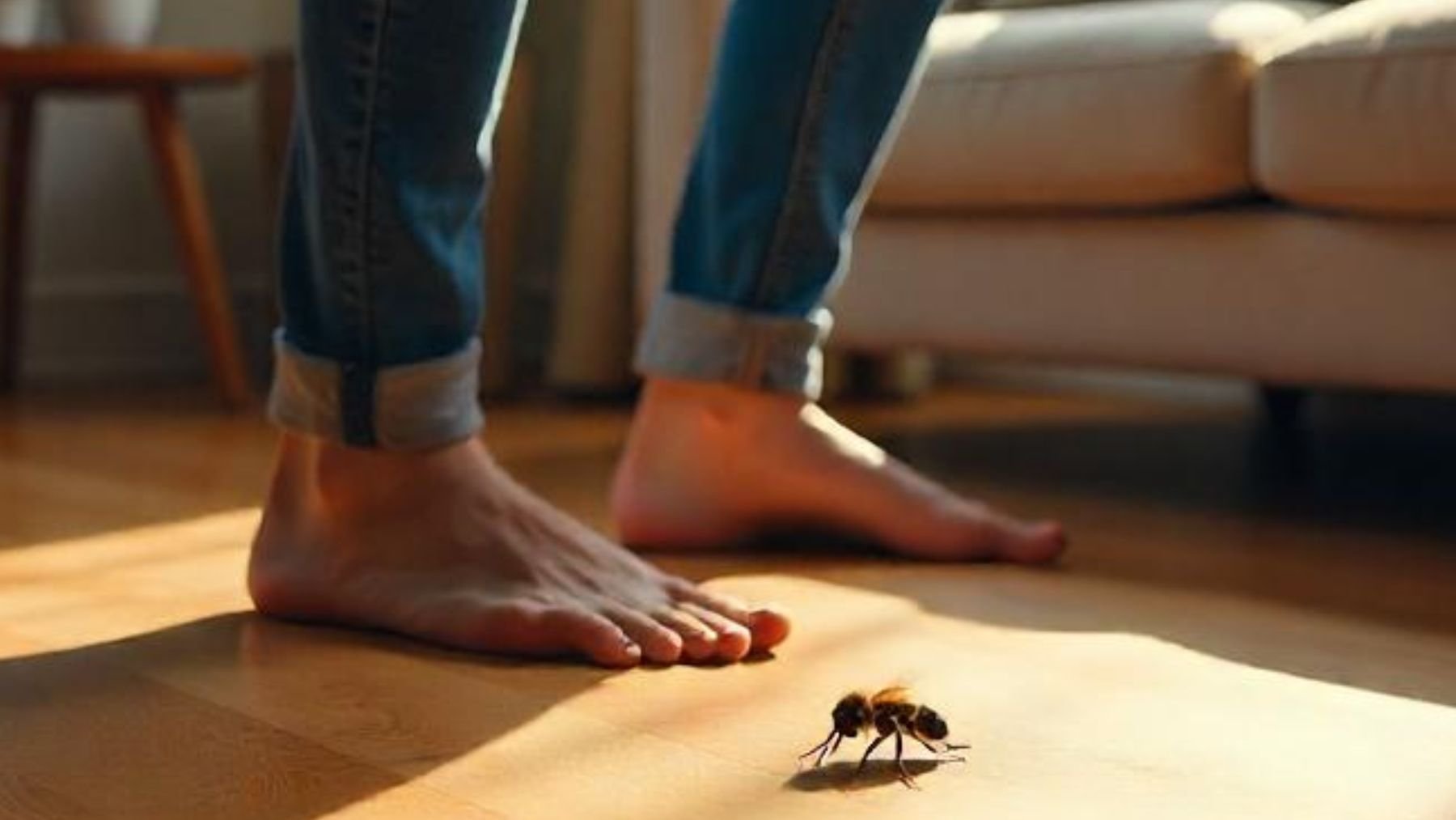 Una persona se encuentra con una abeja en su casa. Foto: Freepik IA