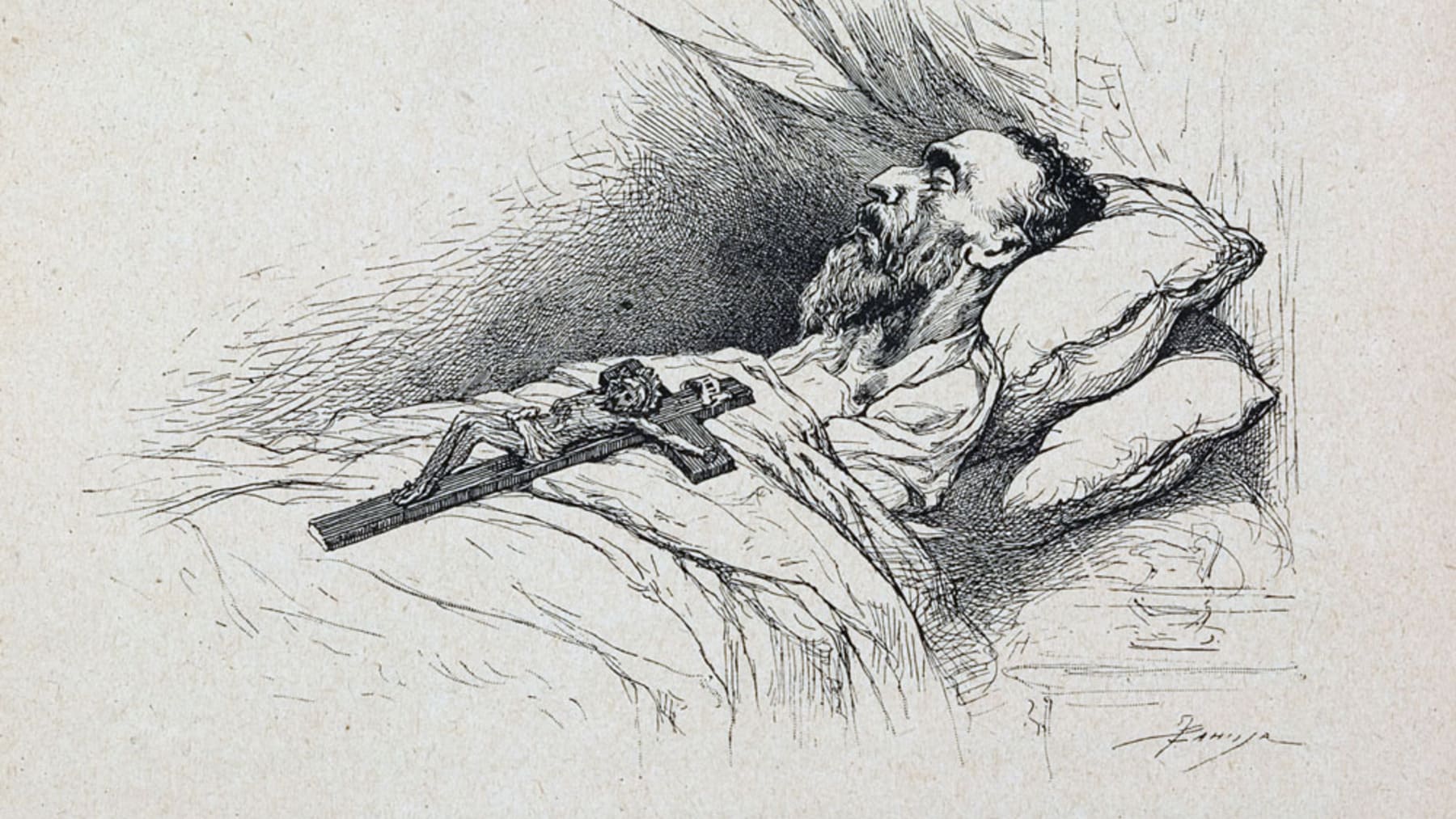 Muerte de Don Quijote. Foto: Biblioteca Virtual Miguel de Cervantes.