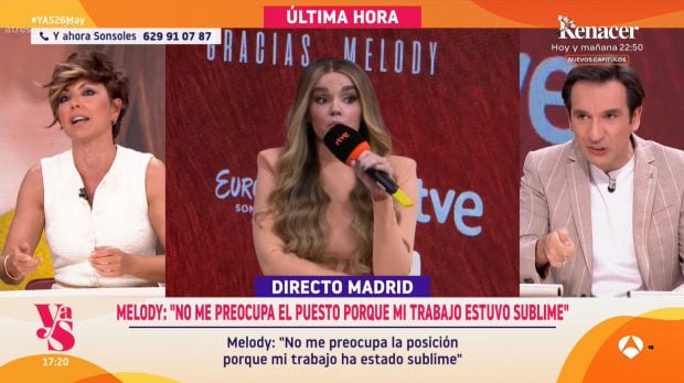 Sonsoles Ónega reacciona a las declaraciones de Melody. (Atresmedia)