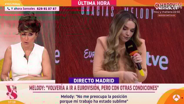 Sonsoles Ónega, sorprendida con la mención de Melody en la rueda de prensa. (Atresmedia)