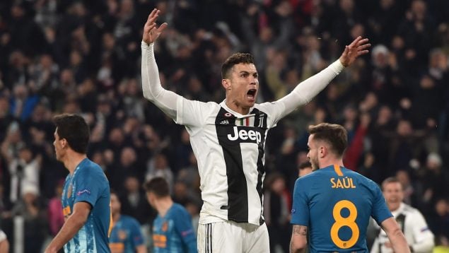 Cristiano contra el Atlético de Madrid en un partido con la Juventus. (GETTY)