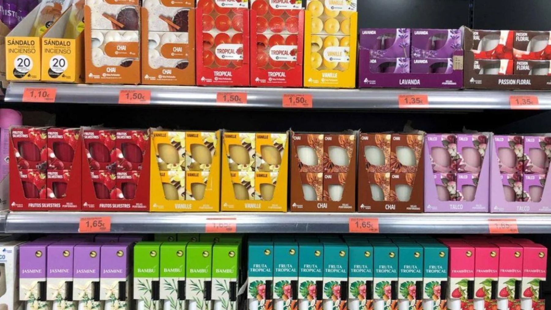 Sección de velas de Mercadona.