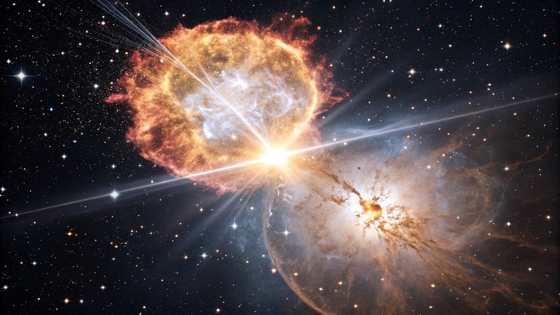 Representación artística realista de una supernova tipo Ia en el momento de la explosión.