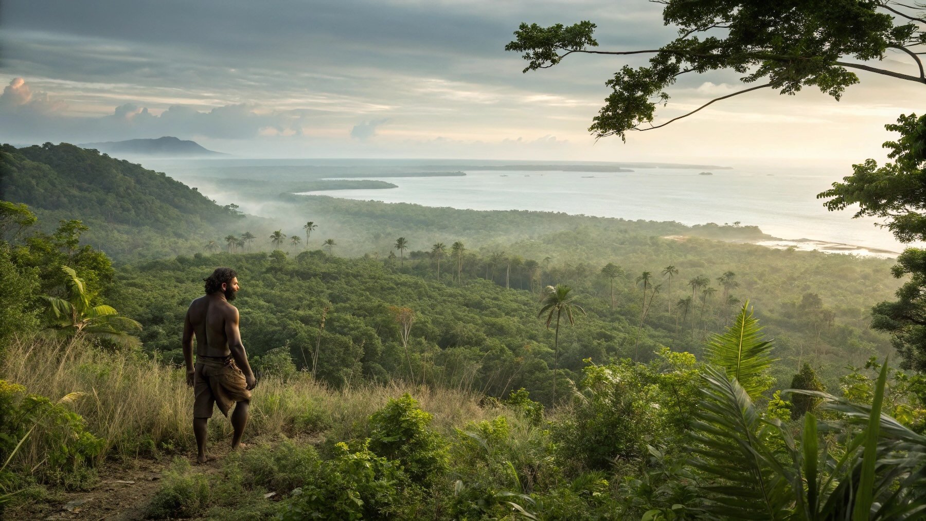 Recreación artística del entorno donde vivió Homo erectus.