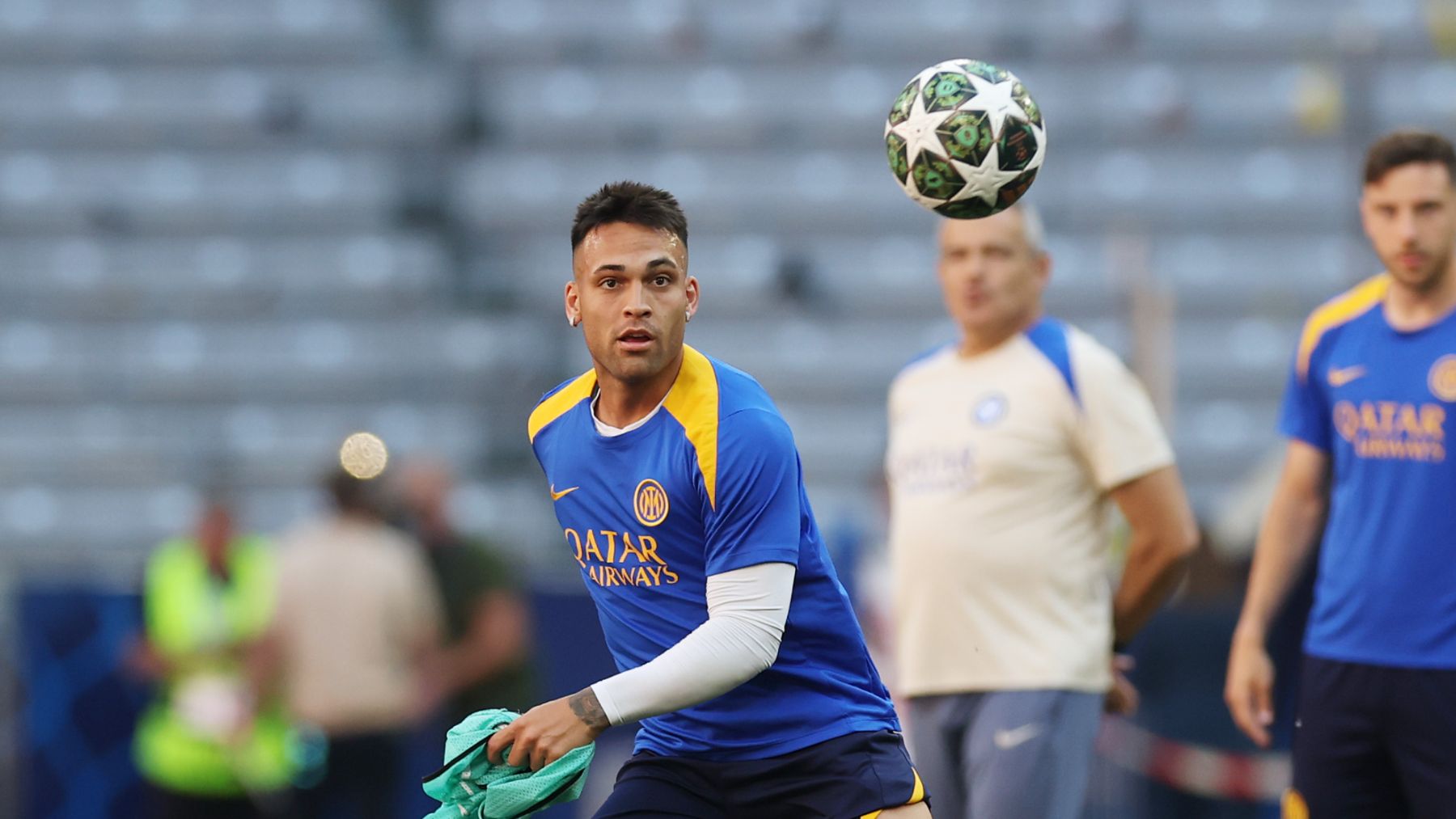 Lautaro entrenando antes de la final. (Getty)
