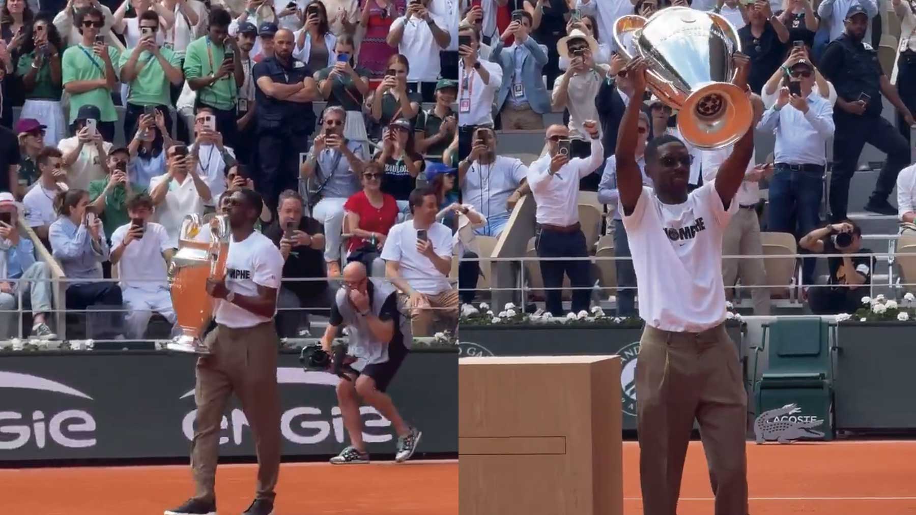 Dembelé se dio un baño de masas en Roland Garros. (EFE)