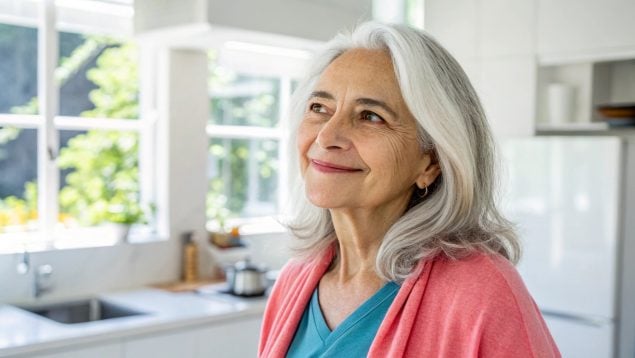 Mujer sonriendo, mujer, envejecimiento, vitamina
