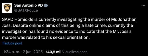Anuncio de la policía de San Antonio. (X)