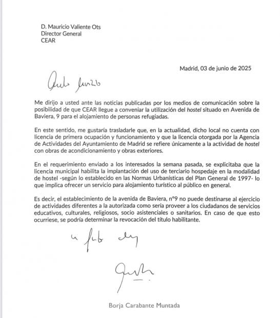 Carta de Carabante a CEAR