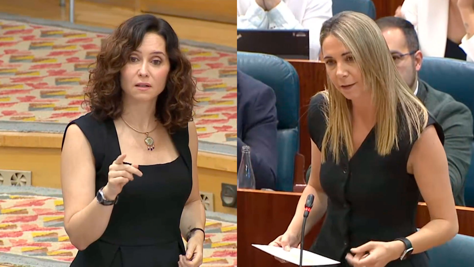 Isabel Díaz Ayuso y Mar Espinar en la Asamblea.