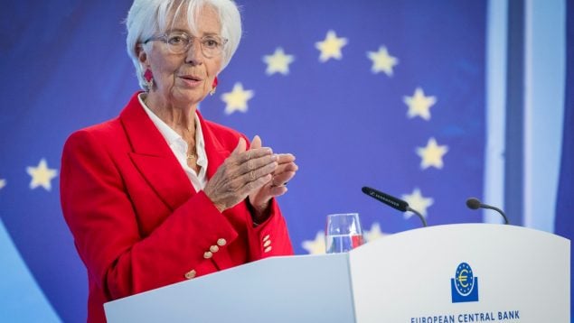 La presidenta del Banco Central Europeo (BCE), Christine Lagarde en Fráncfort.