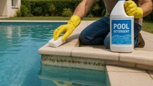 Limpiar las manchas negras del borde de la piscina