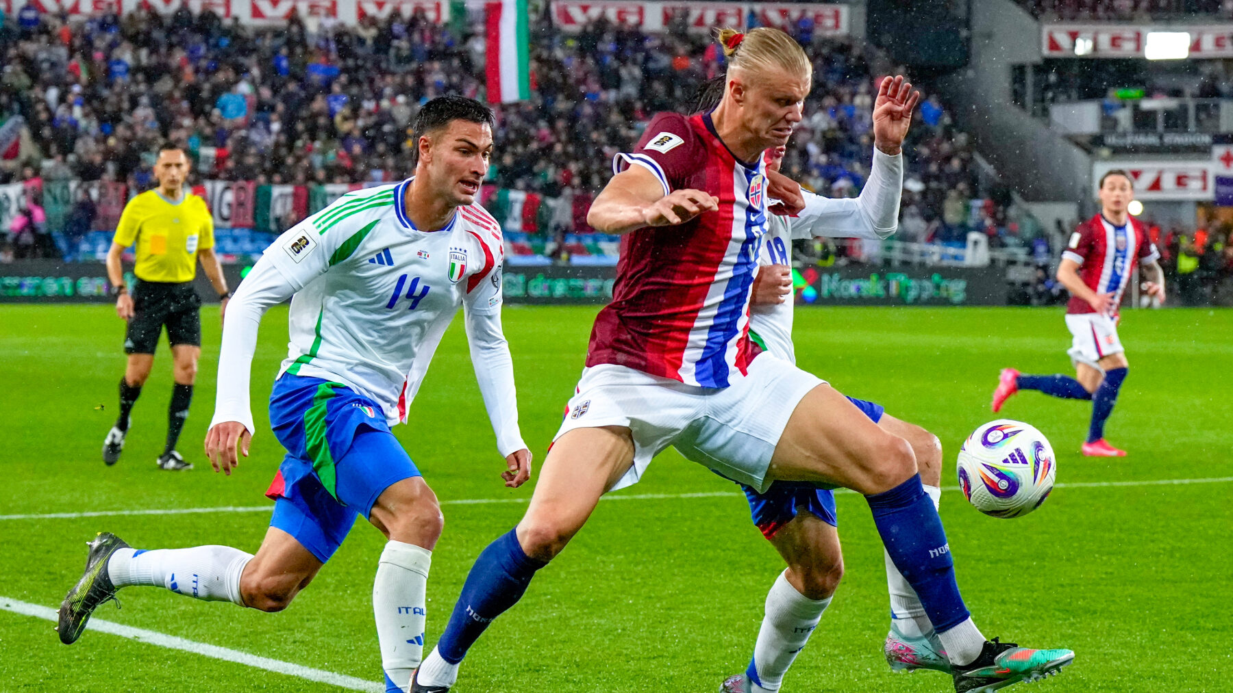 Haaland en el Noruega – Italia. (EFE)