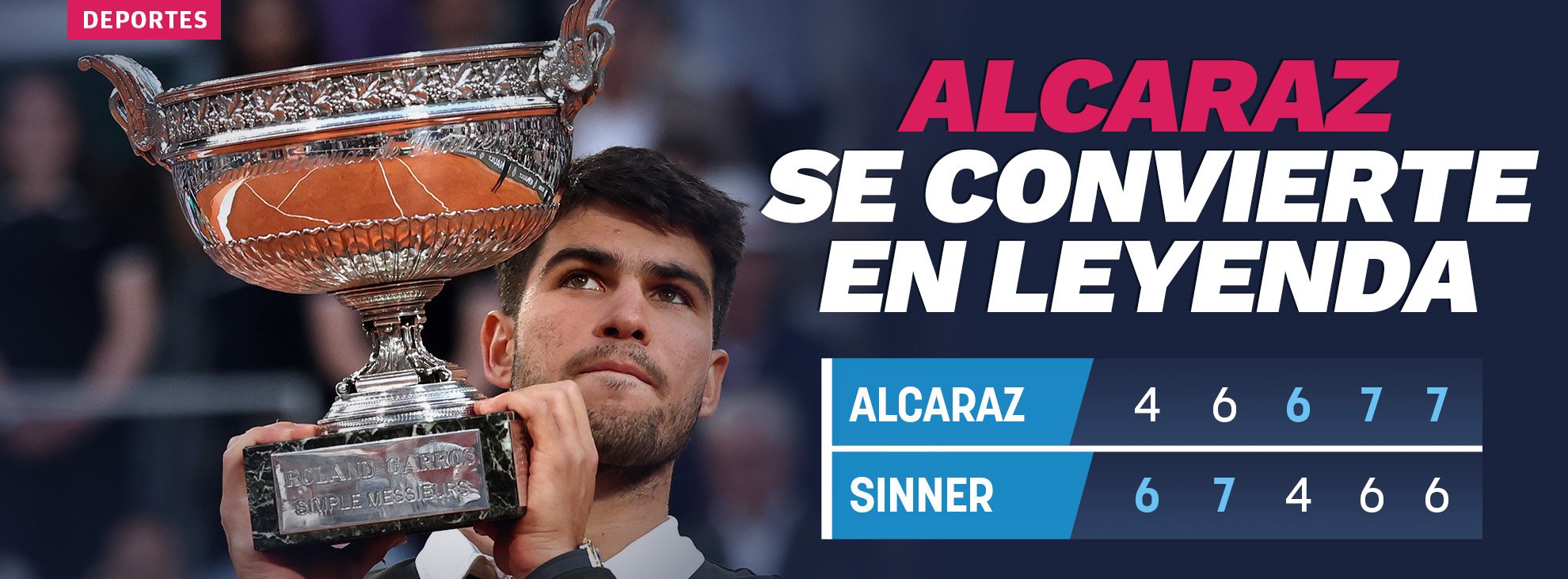 Alcaraz se convierte en leyenda en Roland Garros con una remontada imposible contra Sinner