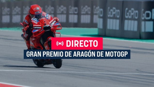 Pilotos compitiendo en la carrera del Gran Premio de Aragón de MotoGP 2025 en directo y en vivo