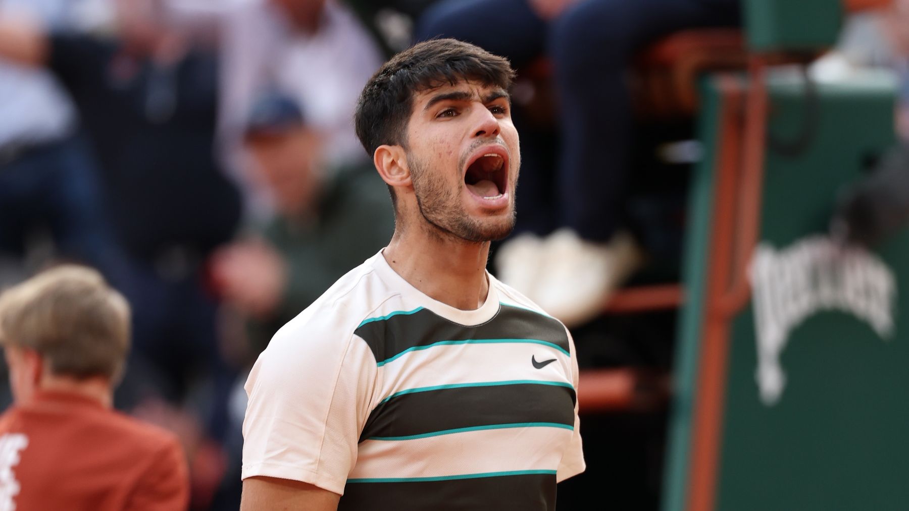 Carlos Alcaraz celebra un punto. (Getty)