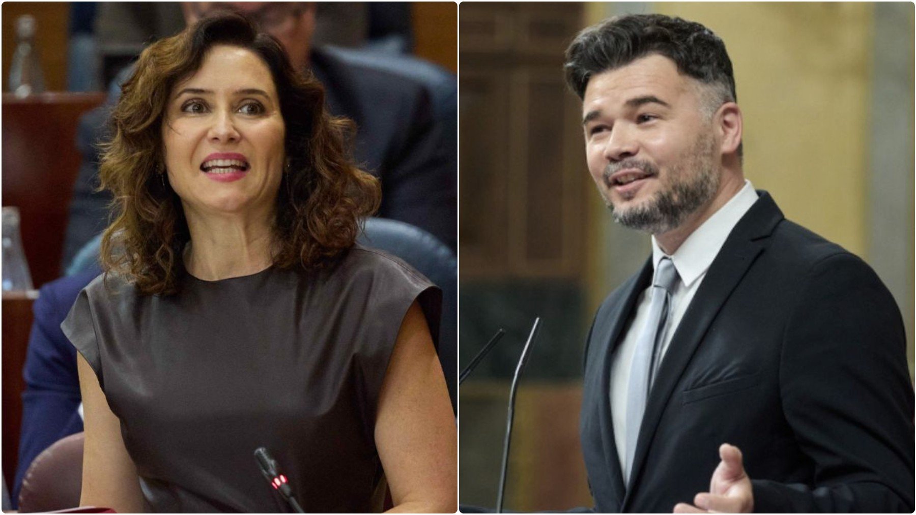 Isabel Díaz Ayuso y Gabriel Rufián, en imágenes de archivo.